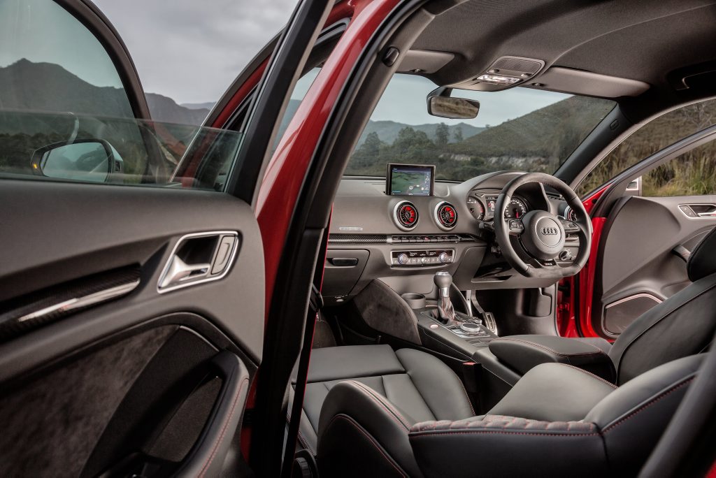 CABIN CHARMS: Purposeful, comfortable and stylish cabin makes the RS3 Sportback a desirable place to go hunting back roads CABIN CHARMS: Purposeful, comfortable and stylish cabin makes the RS3 Sportback a desirable place to go hunting back roads